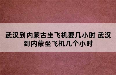 武汉到内蒙古坐飞机要几小时 武汉到内蒙坐飞机几个小时